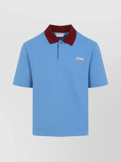 Marni Collar Contrast Short Sleeves In Blue