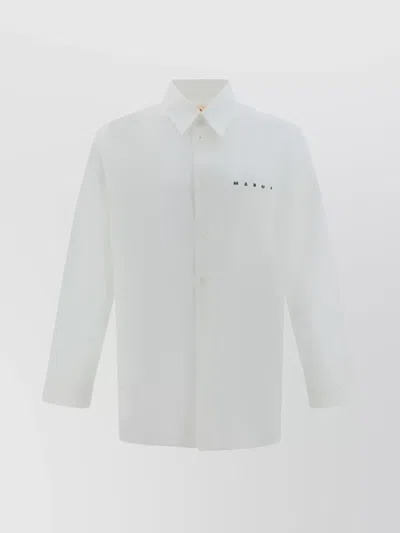 Marni Collar Front Patch Pocket Monochrome Shirt In White
