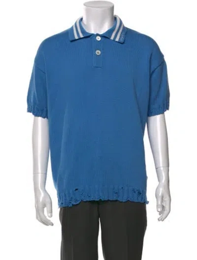 Pre-owned Marni Collar Short Sleeve Polo Sweater In Blue