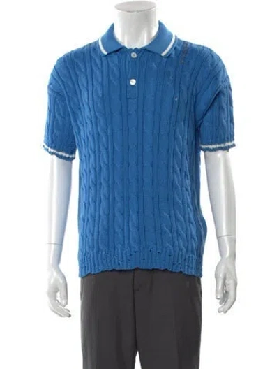 Pre-owned Marni Collar Short Sleeve Polo Sweater W/ Tags In Blue