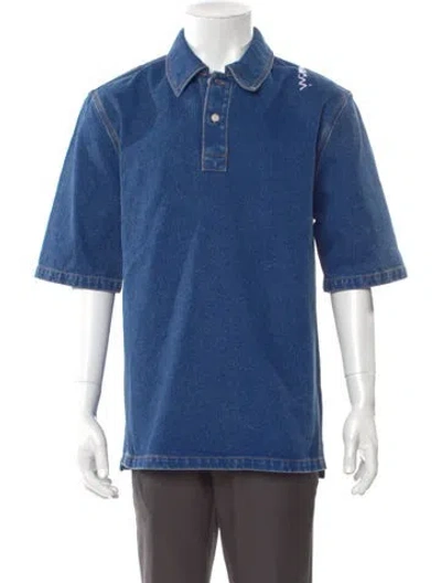 Pre-owned Marni Collar Three-quarter Sleeve Polo Shirt W/ Tags In Blue