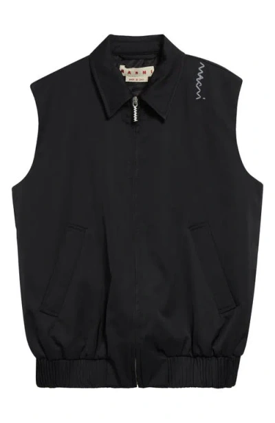 Marni Collared Bomber Vest In Black