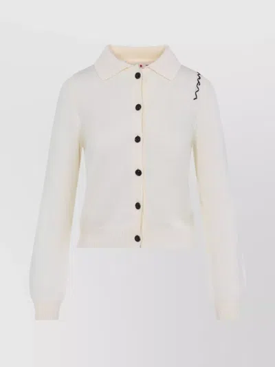 Marni Collared Cotton Knitwear Cardigan In Neutral