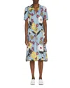Marni Floral-print V-neck Midi Dress Clothing In Blue