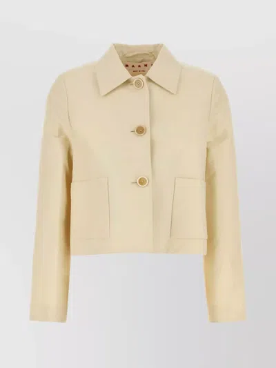 Marni Collared Neck Blazer With Front Pockets In Yellow
