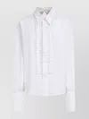 Marni Collared Neck Long Sleeves Ruffle Detail In White