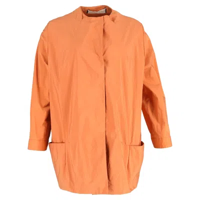 Marni Collarless Jacket In Orange Nylon