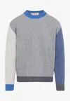 Marni Color-block Metallic Cashmere Sweater In Silver