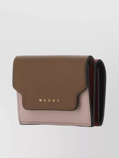 MARNI COLOR-BLOCK FOLDED LEATHER WALLET