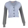 Marni Color-block Knitted Cardigan In Blue And Grey Cashmere In Blue