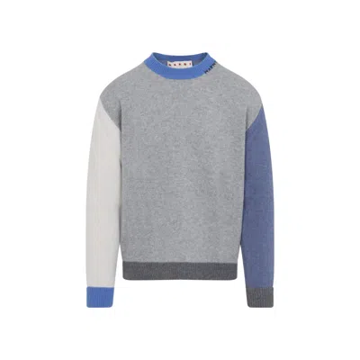 Marni Color-block Metallic Cashmere Sweater In Gray