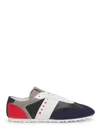 Marni Logo-embroidered Suede-trimmed Leather Sneakers In Blue