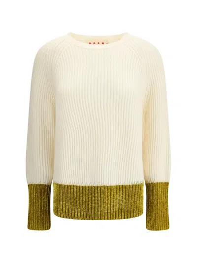 Marni Color Block Wool Sweater In Neutral