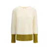 Marni Relaxed Fit Roundneck Knit Sweater With Ribbed Texture In White