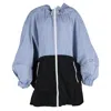 Marni Color Block Zip-up Long Sleeve Rain Jacket In Blue Nylon In Blue