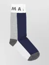 Marni Color-blocked Ribbed Cuff Socks In Blue