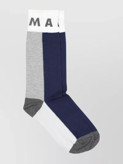 MARNI COLOR-BLOCKED RIBBED CUFF SOCKS