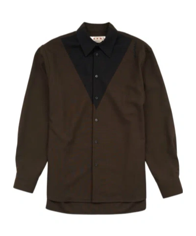 Marni Color Matching Design Shirt In Black