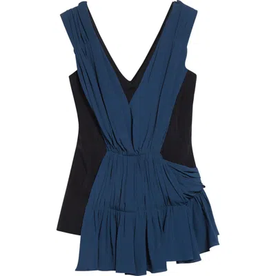 Marni Colorblock Asymmetric Draped Top In Blue