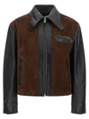 Marni Black Leather Jacket With Split-leather Front Panel In Black