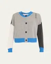 Marni Womens Bln38 Colour-block Brand-embroidered Cashmere Cardigan In Gray