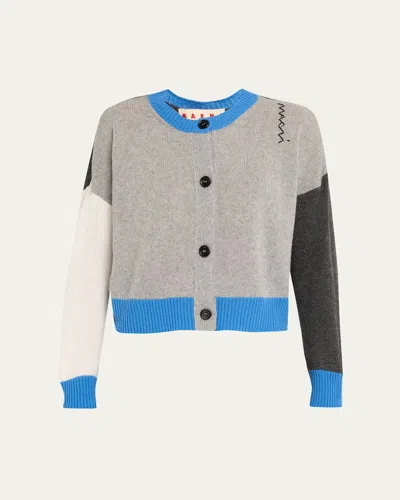 MARNI COLORBLOCK CASHMERE CREWNECK CARDIGAN