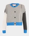 Marni Womens Bln38 Colour-block Brand-embroidered Cashmere Cardigan In Gray