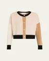 Marni Colorblock Cashmere Crewneck Cardigan In Pink