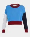 Marni Colour-block Cashmere Cropped Sweater Clothing In Blue