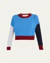 Marni Colour-block Cashmere Cropped Sweater Clothing In Blue