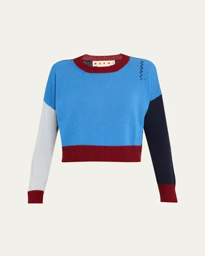 MARNI COLORBLOCK CASHMERE CREWNECK SWEATER