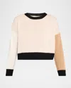 Marni Cropped Color-block Sweater With Textured Knit Design In Pink