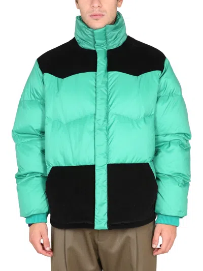 Marni Color-block Down Jacket For Men In Green