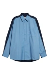 Marni Colorblock Oversize Button-up Shirt In Sapphire