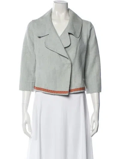 Pre-owned Marni Colorblock Pattern Biker Jacket In Gray