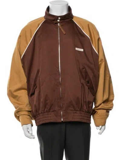 Pre-owned Marni Colorblock Pattern Bomber Jacket In Brown