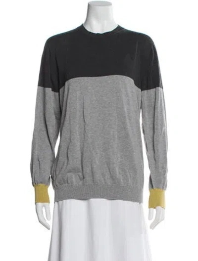Pre-owned Marni Colorblock Pattern Crew Neck Sweater In Gray