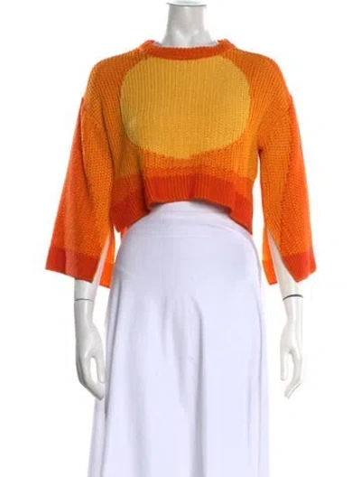 Pre-owned Marni Colorblock Pattern Crew Neck Sweater In Orange