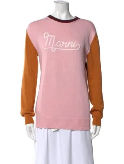 Pre-owned Marni Colorblock Pattern Crew Neck Sweater In Pink