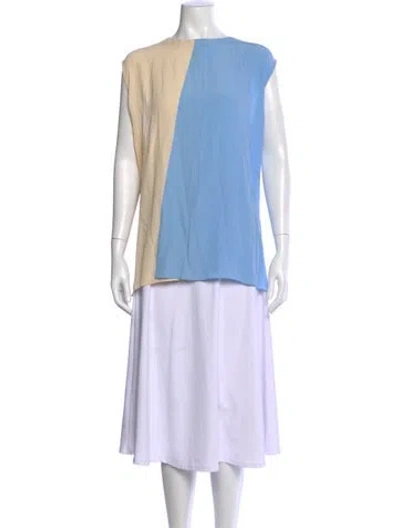 Pre-owned Marni Colorblock Pattern Crew Neck Top In Blue