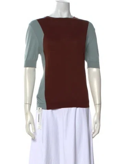 Pre-owned Marni Colorblock Pattern Crew Neck Top In Brown