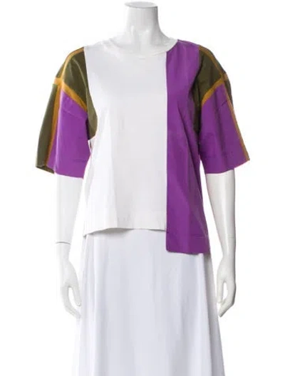Pre-owned Marni Colorblock Pattern Crew Neck T-shirt In Purple