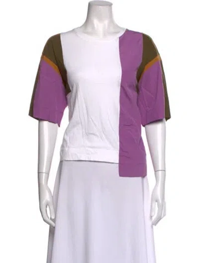 Pre-owned Marni Colorblock Pattern Crew Neck T-shirt In Purple