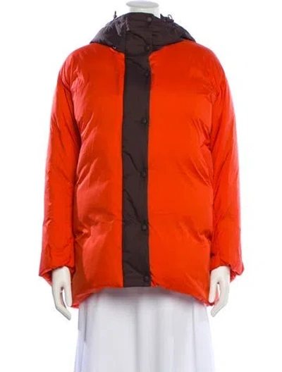 Pre-owned Marni Colorblock Pattern Down Jacket In Orange