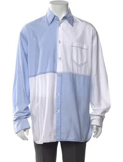 Pre-owned Marni Colorblock Pattern Long Sleeve Shirt In White