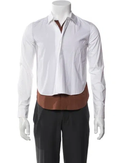 Pre-owned Marni Colorblock Pattern Long Sleeve Western Shirt In White