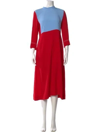 Pre-owned Marni Colorblock Pattern Midi Length Dress In Red