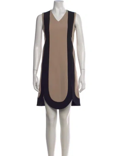 Pre-owned Marni Colorblock Pattern Mini Dress In Brown