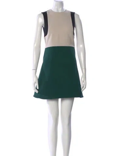 Pre-owned Marni Colorblock Pattern Mini Dress In Green