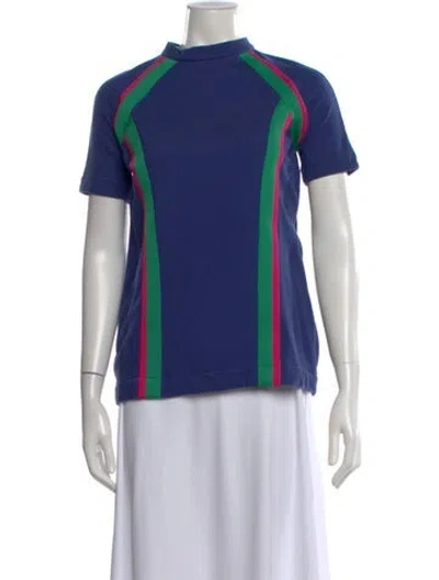 Pre-owned Marni Colorblock Pattern Mock Neck T-shirt In Blue